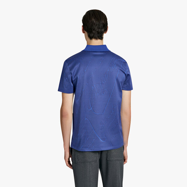 Jacquard Scritto Polo Shirt, VIBRANT BLUE, hi-res 3