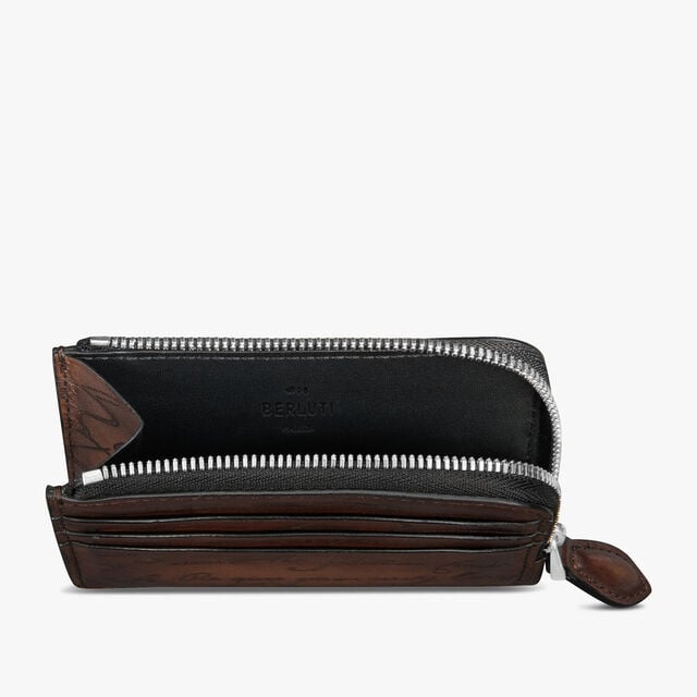 Koa Logic Scritto Leather Zipped Card Holder, CACAO INTENSO, hi-res 4