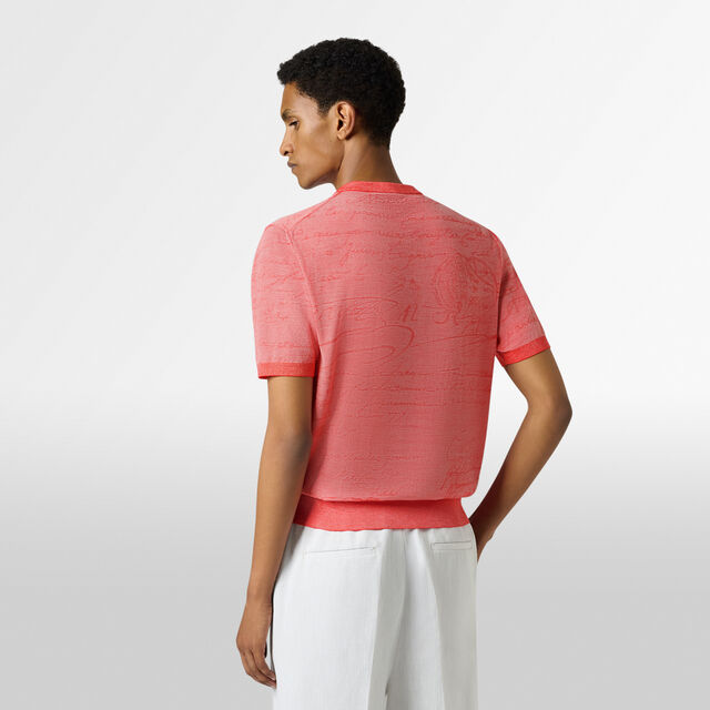 Light Scritto Wool Short Sleeved Crewneck, BRIGHT CORAL, hi-res 3