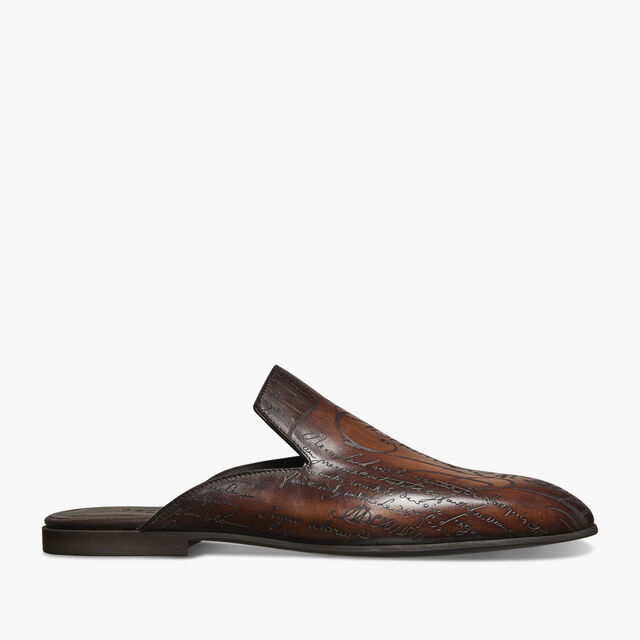 Cyrus Scritto Leather Slipper, TABACCO, hi-res 1