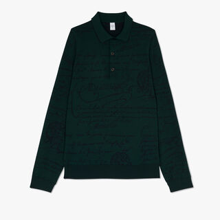 Wool Scritto Polo, DEEP GREEN, hi-res