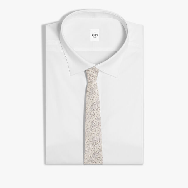 Herringbone Scritto Marbeuf Tie, NATURAL BEIGE, hi-res 2