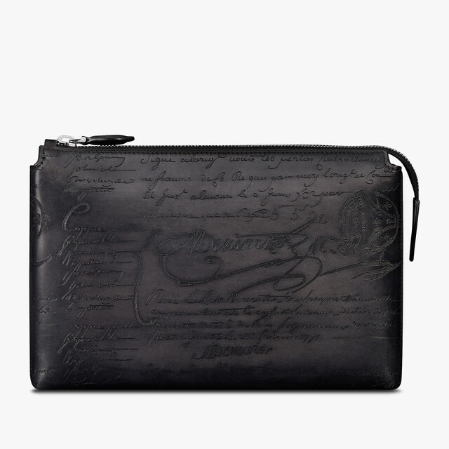 Tersio Scritto Leather Wallet, NERO GRIGIO, hi-res 2