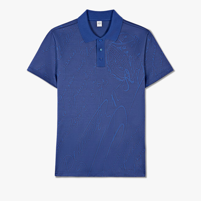 Jacquard Scritto Polo Shirt, VIBRANT BLUE, hi-res 1