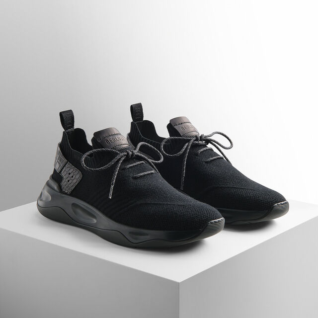 Shadow Cashmere And Alligator Leather Sneaker, BLACK, hi-res 9