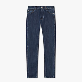 Denim Trousers With Scritto, MIDDLE BLUE, hi-res