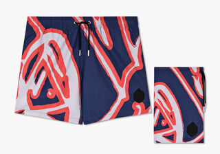 Giant Scritto Printed Swimsuit, BLUEBONNET / FLAMINGO, hi-res