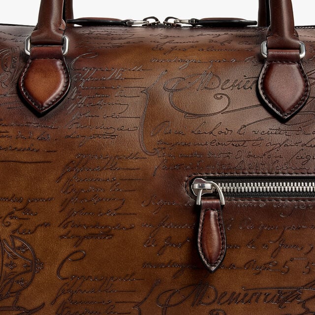 Jour Off MM Scritto Leather Travel Bag, CACAO INTENSO, hi-res 7