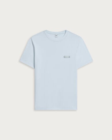 T-shirt with Leather Detail, Sky Blue, hi-res