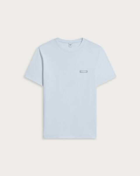 T-shirt with Leather Detail, Sky Blue, hi-res