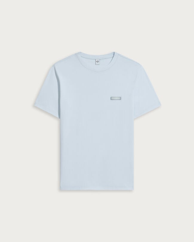 T-shirt with Leather Detail, Sky Blue, hi-res
