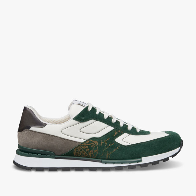 Fast Track Suede Leather And Nylon Sneaker, GREEN, hi-res 1