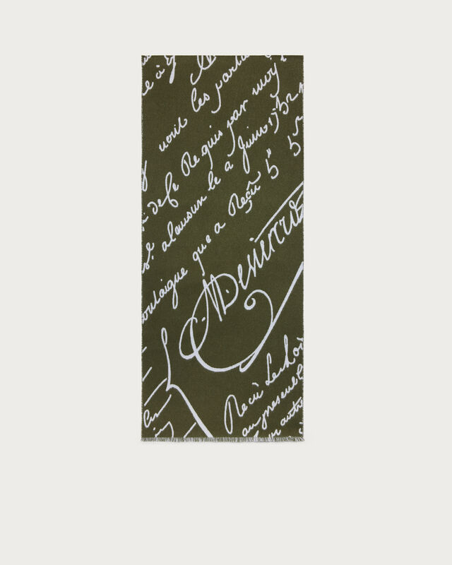 Scritto Pattern Scarf, Olive, hi-res
