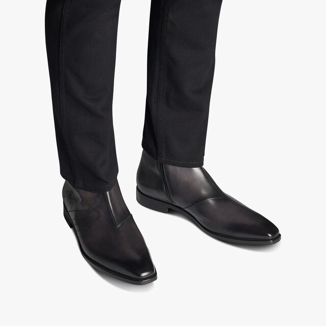 Demesure Scritto Leather Boot, NERO GRIGIO, hi-res 7