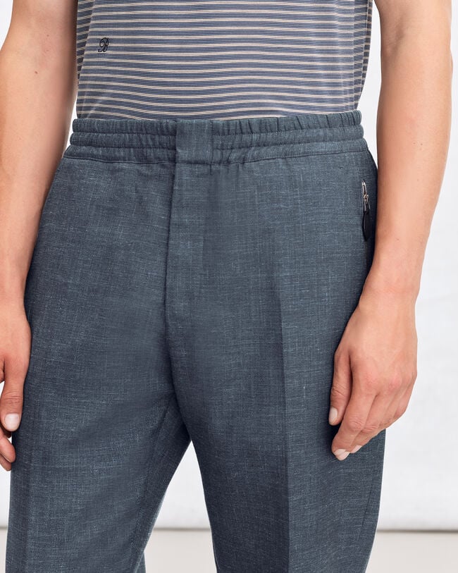 Fast Track Jogpants with Leather Zip-puller, Steel Blue & Cloudy Blue, hi-res