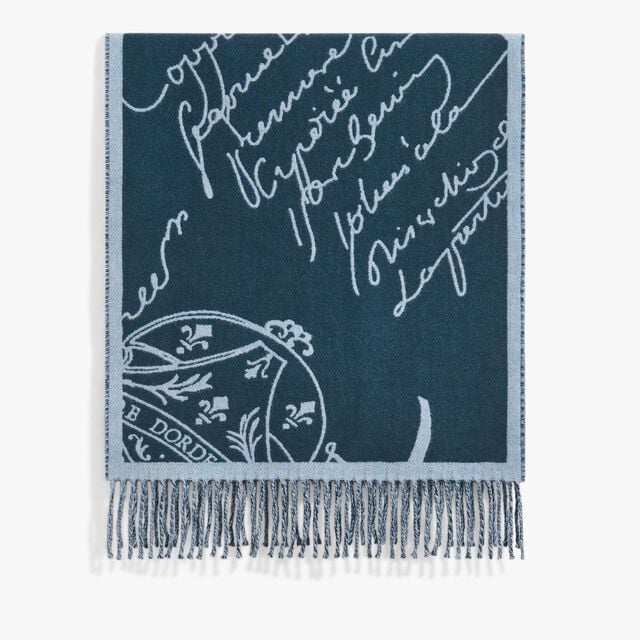 Double Face Herringbone / Scritto Scarf, TITANIUM BLUE, hi-res 1