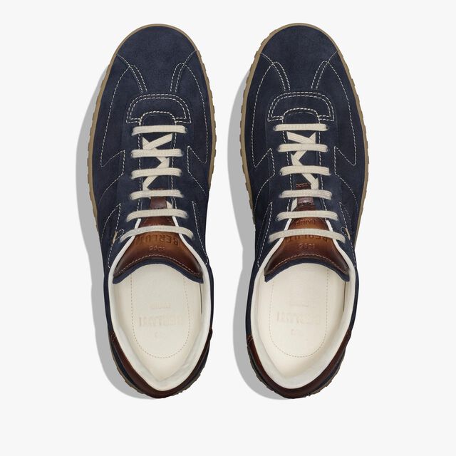 Sneaker Trainer En Suede Scritto, NAVY, hi-res 3