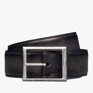 Classic Scritto Leather 35MM Reversible Belt, NERO GRIGIO + LIGHT ALUMINIO, hi-res