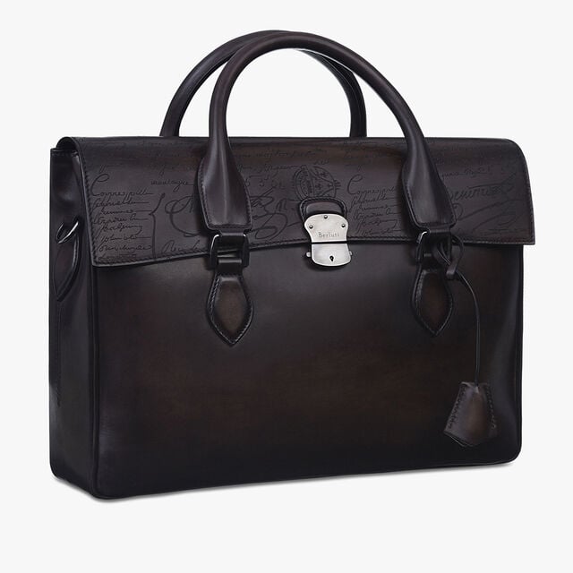 E'Mio Scritto Leather Briefcase, EBANO, hi-res 3