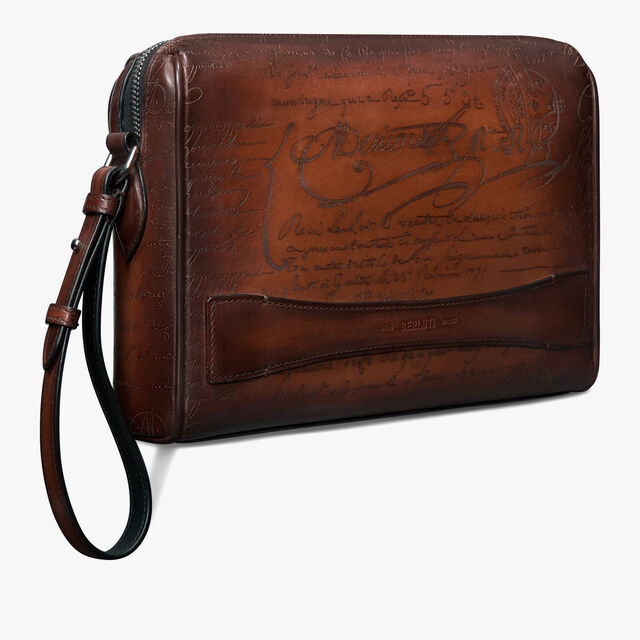Rosewood Scritto Leather Pouch, CACAO INTENSO, hi-res 3