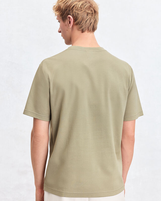 Pocket T-shirt with Leather Detail, Salvia, hi-res