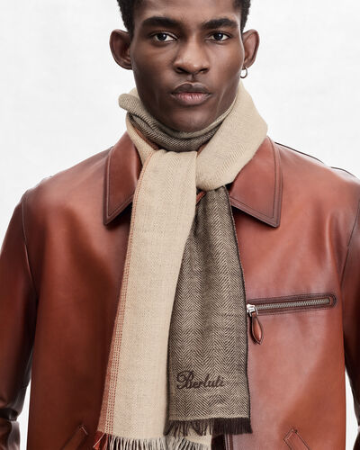 Herringbone Scarf, Amber Brown, hi-res