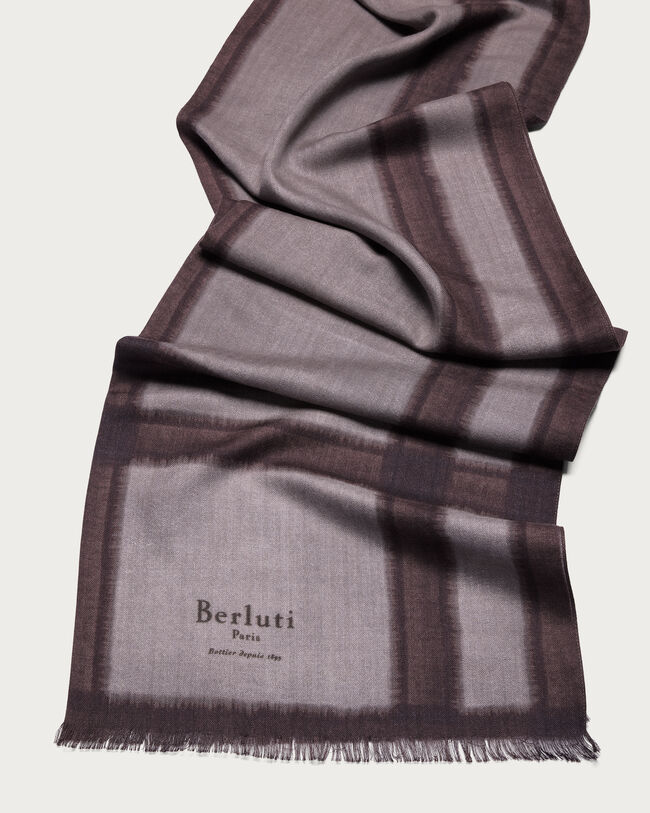 Patina Checks Scarf, Plum, hi-res