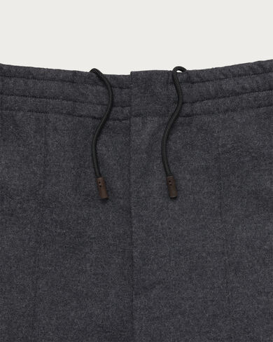 Jersey Pants with Leather Detail, Dark Grey Melange, hi-res