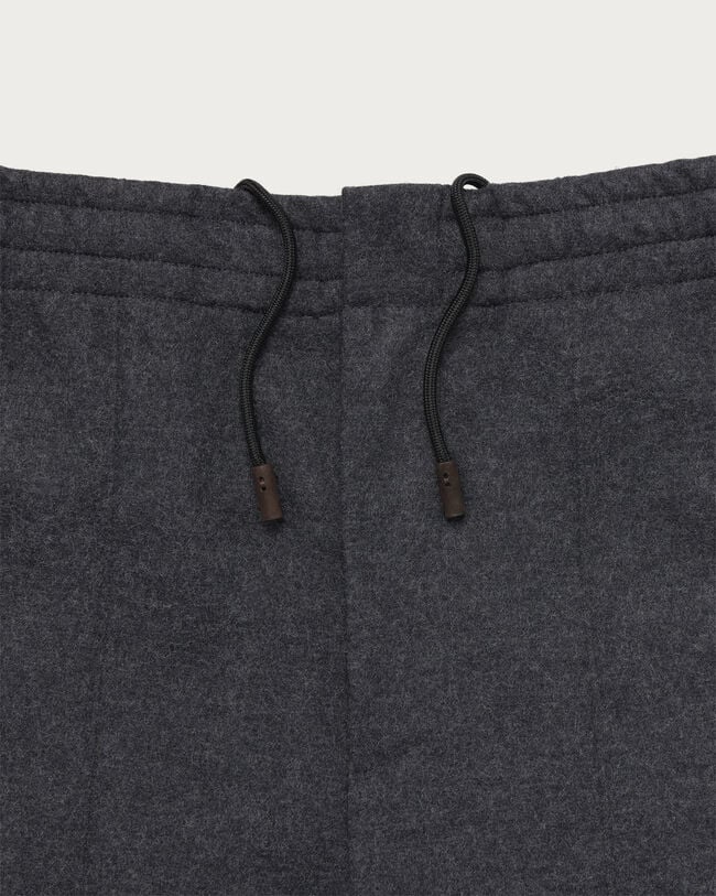 Jersey Pants with Leather Detail, Dark Grey Melange, hi-res