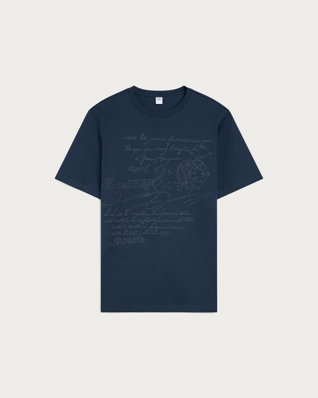 Scritto Embroidery T-shirt, Noir, hi-res