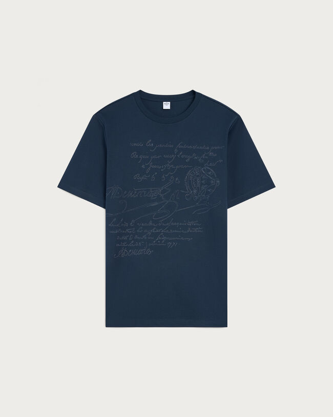 Scritto Embroidery T-shirt, Noir, hi-res