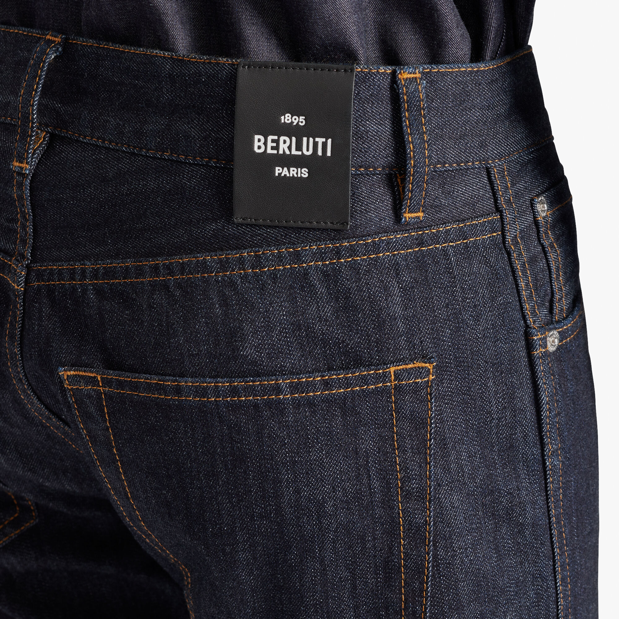 Indigo Denim Trousers With Scritto