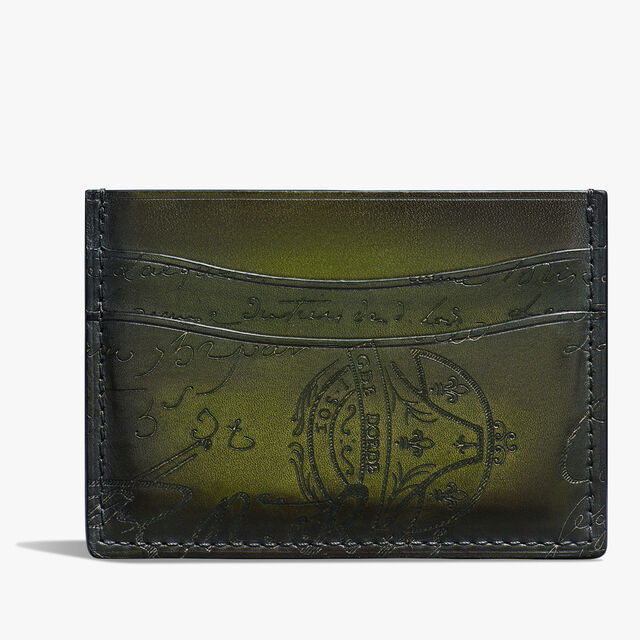 Bambou Scritto Leather Card Holder, NERO CAVIAR, hi-res 1