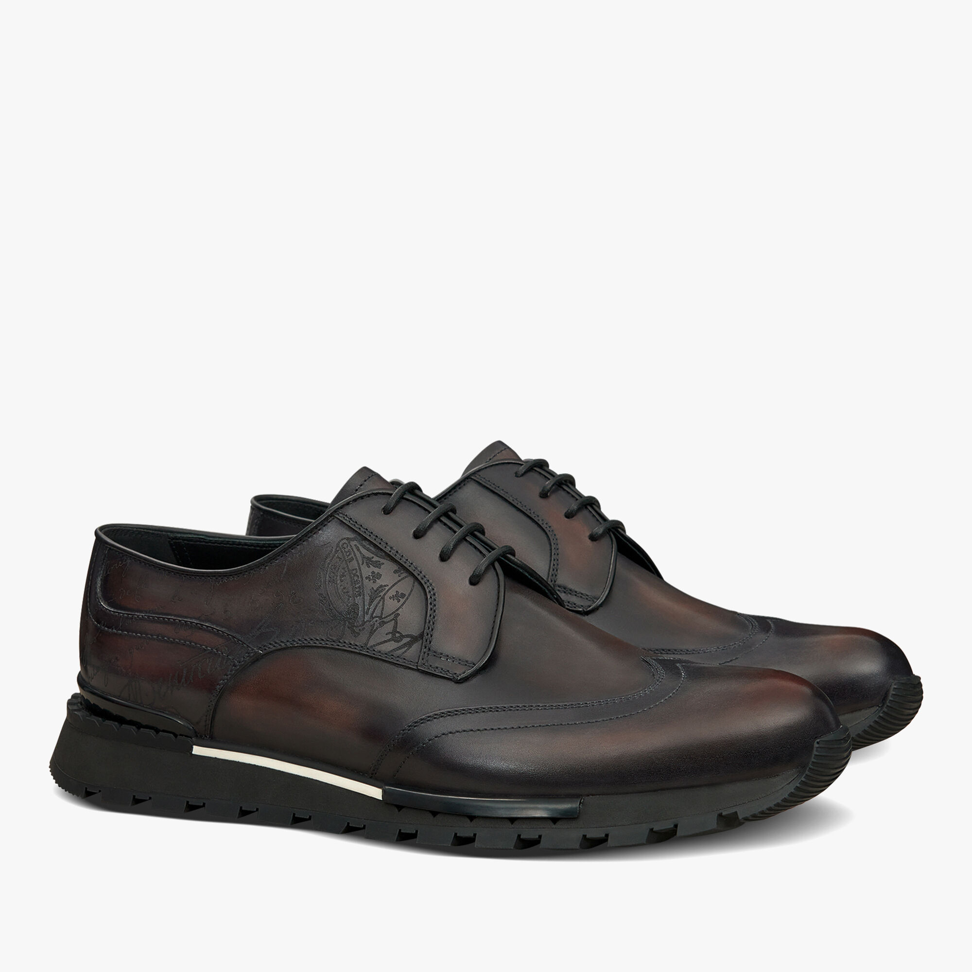 Fast Track Scritto Leather Sneaker, CHARCOAL BROWN, hi-res 2