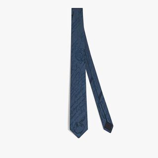 Silk Scritto Tie, DARK DUSTY BLUE, hi-res