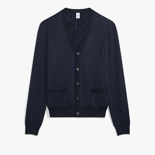 Cardigan Piqué Scritto, COLD NIGHT BLUE, hi-res