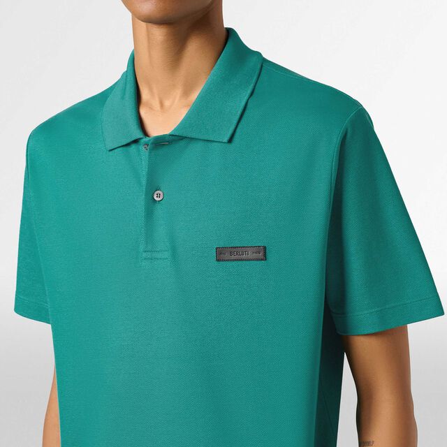 Leather Tab Polo, DEEP TEAL GREEN, hi-res 3