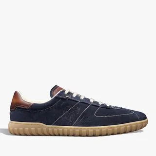 Trainer Suede Calf Sneaker, NAVY, hi-res