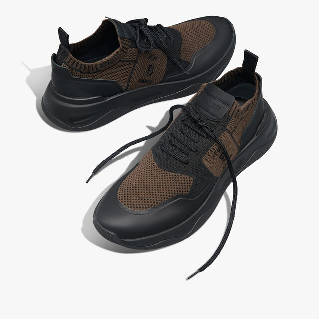 Sneaker Shadow En Maille Et Cuir De Veau Film Gomme, BROWN/BLACK, hi-res 7