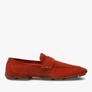 Lorenzo Drive Scritto Camoscio Leather Loafer, TERRA DI SIENNA, hi-res