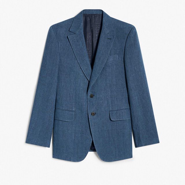 Soft Construction Linen Jacket, BLEU DE SMALT, hi-res 1