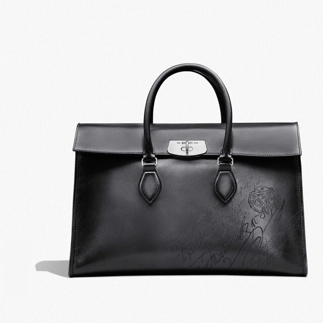 E'Mio Scritto Leather Briefcase, NERO GRIGIO, hi-res 1