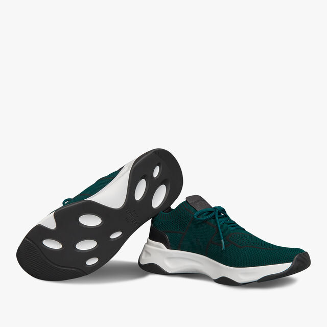 Shadow Knit And Leather Sneaker, DARK GREEN, hi-res 4
