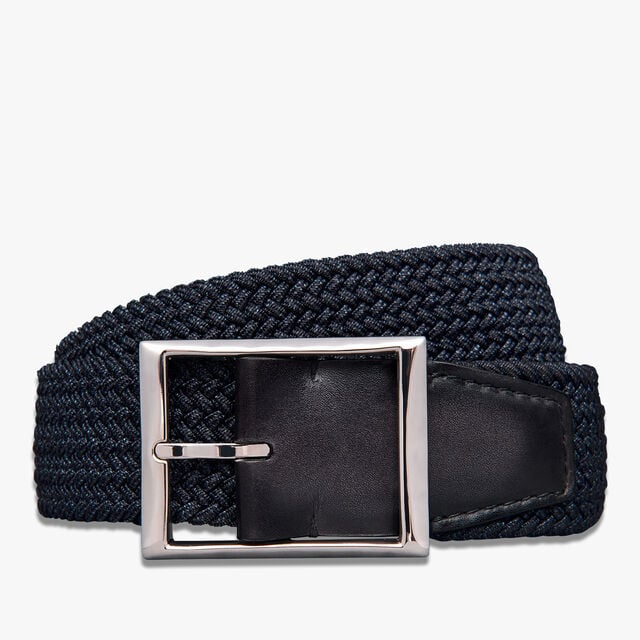 Classic Braided Fabric 35 mm Belt, NAVY BLUE, hi-res 1