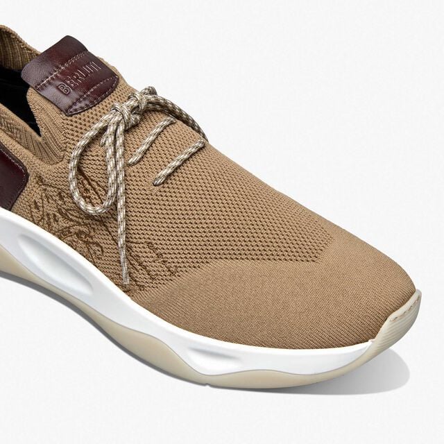 Sneaker Shadow En Maille Scritto Et Cuir De Veau, BEIGE, hi-res 6