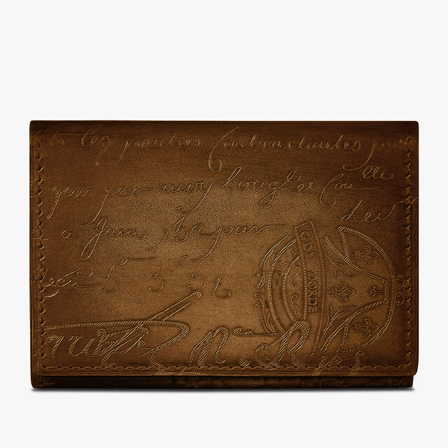 Imbuia Scritto Leather Card Holder, CACAO INTENSO, hi-res 1