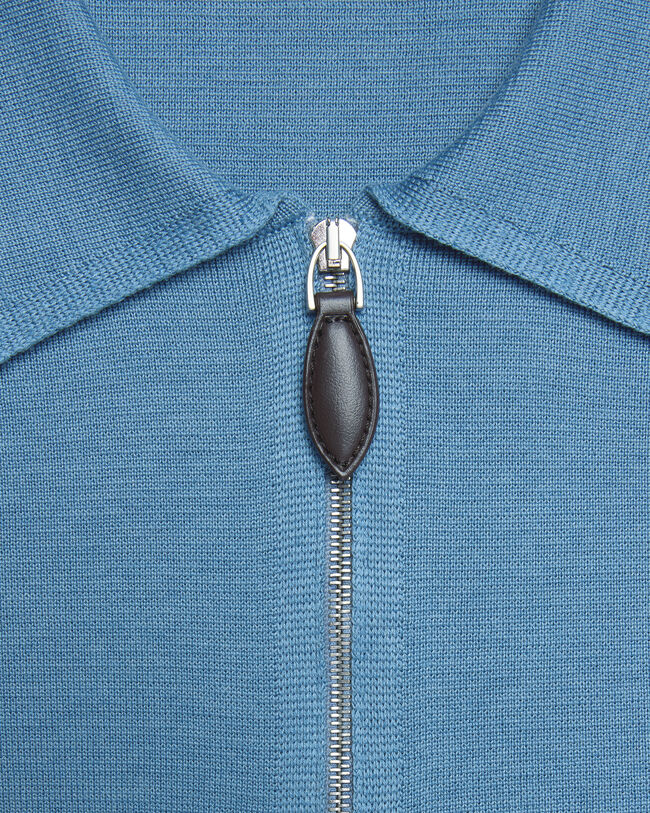 Polo with Leather Zip-puller, Light Nile Blue, hi-res