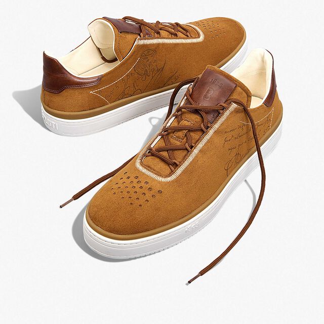 Playtime Suede Effect Scritto Fabric Sneaker, BROWN, hi-res 7