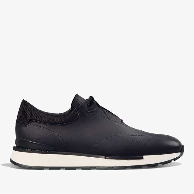 Fast Track Venezia Calf Leather And Nylon Sneaker, NERO GRIGIO, hi-res 1