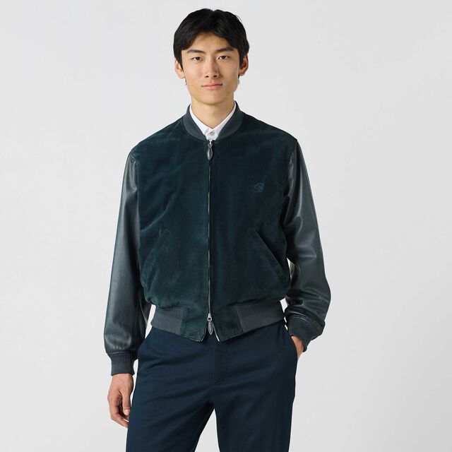 Mix Leather Bombers, ANTHRACITE BLUE, hi-res 3